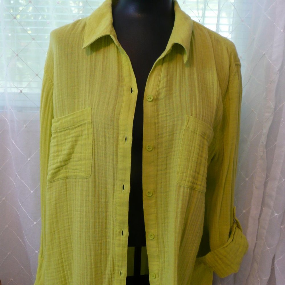 Chico's Oversized Lime Green/Yellow Top